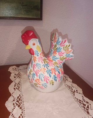 Gallinita cerámica florero decorativo