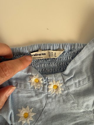 Top Stradivarius Flores Blanco Azul Talla S