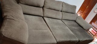 Sofá Chaiselongue Beige/Marrón