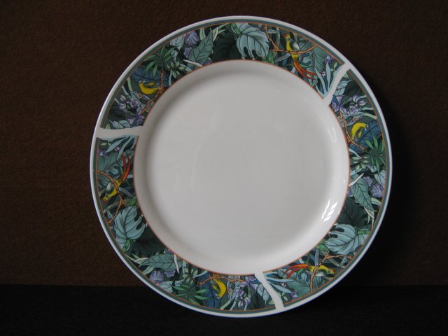 Set di stoviglie in porcellana con uccelli e piante