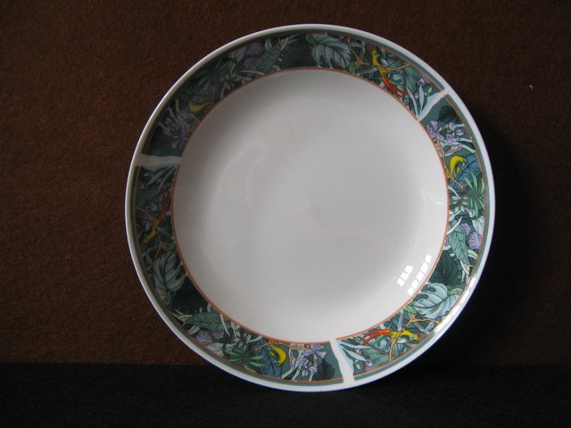 Set di stoviglie in porcellana con uccelli e piante