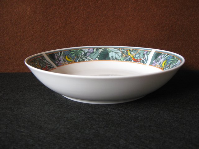 Set di stoviglie in porcellana con uccelli e piante