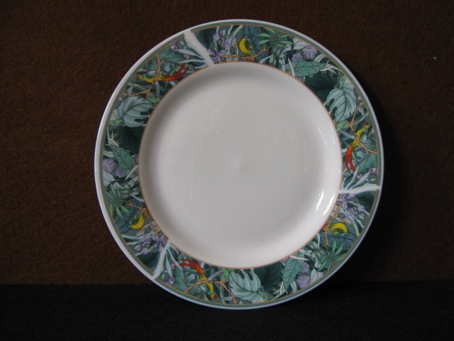 Set di stoviglie in porcellana con uccelli e piante