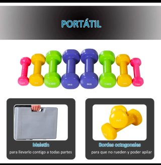 Juego de mancuernas de 8 piezas multicolor
