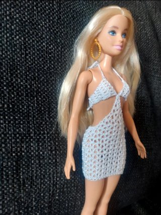 Ropa para Barbie: Vestido Blanco Crochet
