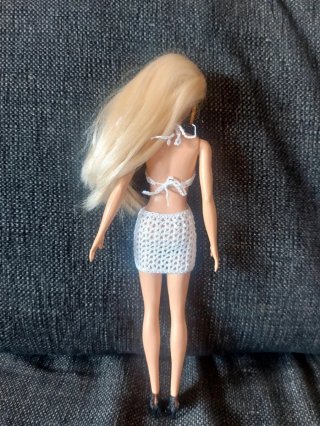 Ropa para Barbie: Vestido Blanco Crochet