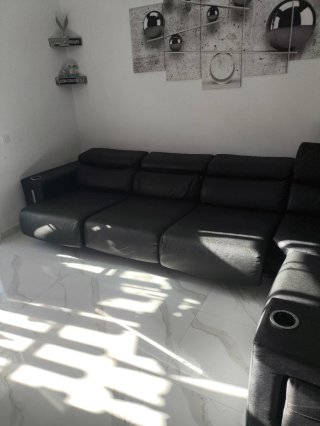 Sofá modular de piel negro