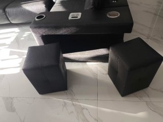 Sofá modular de piel negro