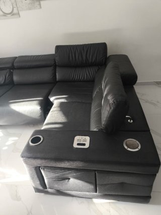 Sofá modular de piel negro
