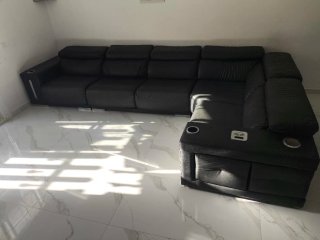 Sofá modular de piel negro