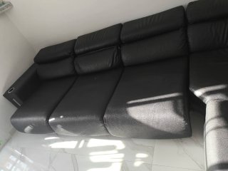 Sofá modular de piel negro