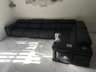 Sofá modular de piel negro