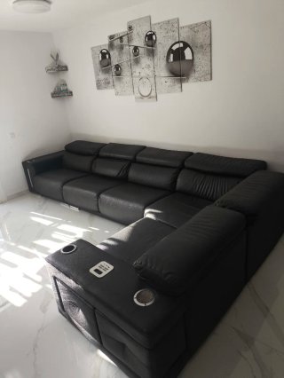Sofá modular de piel negro