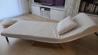Sofá Cama Individual Blanco roto y Dorado