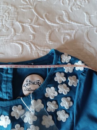 (S) Vestido manga corta babydoll y flores croche