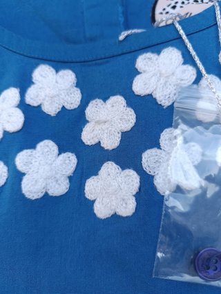(S) Vestido manga corta babydoll y flores croche