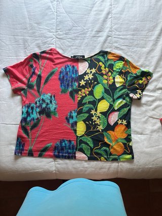 Camiseta Desigual Talla XL Estampado Frutas y Flor