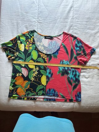 Camiseta Desigual Talla XL Estampado Frutas y Flor