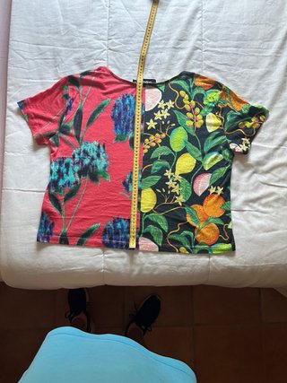 Camiseta Desigual Talla XL Estampado Frutas y Flor