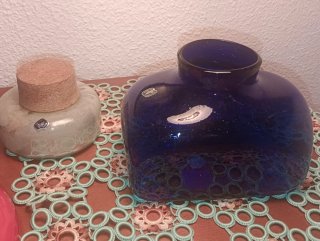Frasco de Cristal Azul Vintage Mexicano