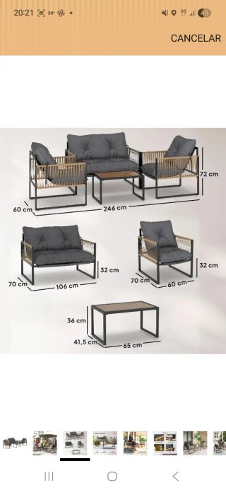 Muebles de terraza gris y negro