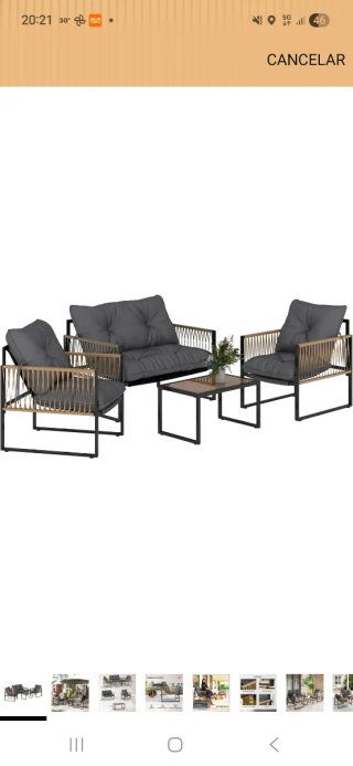 Muebles de terraza gris y negro