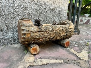 Portavasi tronco in pino massiccio decorativo