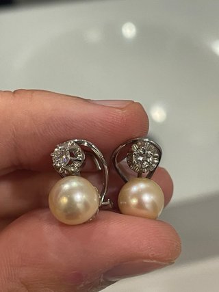 Pendientes Vintage Perlas Akoya Oro Diamantes