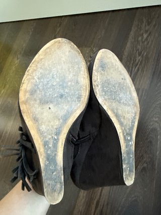 Botines tacón cuña flecos Talla 38
