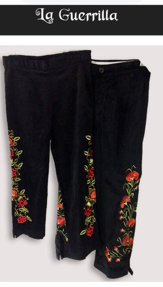 Pantalón chic@ bordado flores