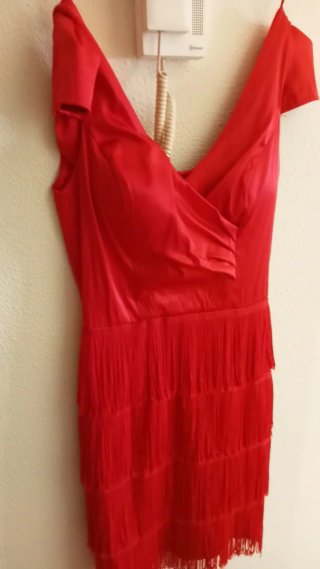 Vestido Rojo con Flecos