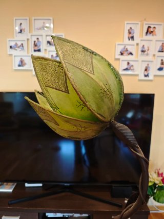 Lámpara de pie estilo moruna de forja con flor