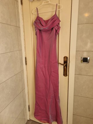 Vestido fiesta/ceremonia rosa tornasolado. Largo