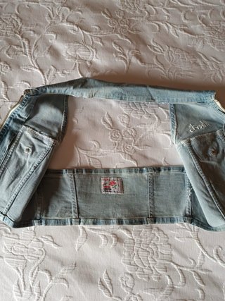 (XS) Gilet crop top in denim da donna Y2K