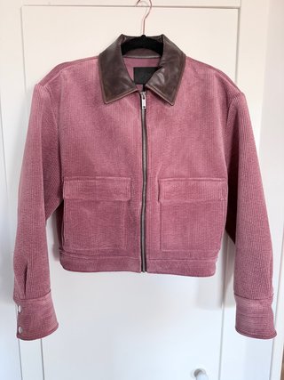 Cazadora pana rosa cuello cuero T.XS