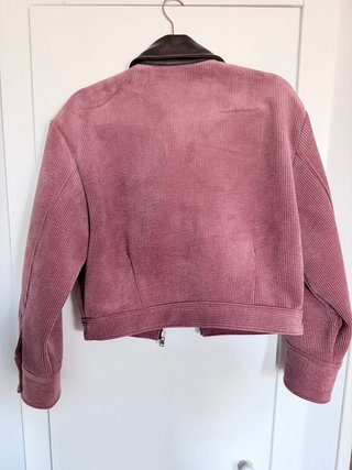 Cazadora pana rosa cuello cuero T.XS