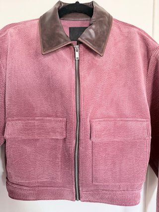 Cazadora pana rosa cuello cuero T.XS