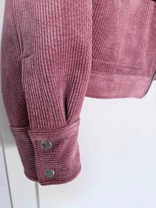 Cazadora pana rosa cuello cuero T.XS