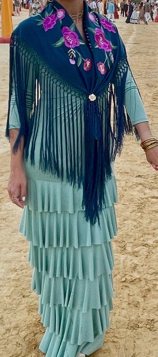 Mantoncillo bordado gitana azul y morado