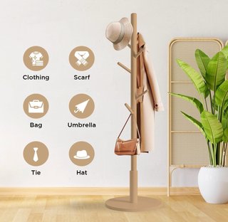 Perchero de pie de madera Edihome 8 ganchos