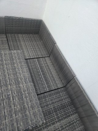 Conjunto de jardín de mimbre gris