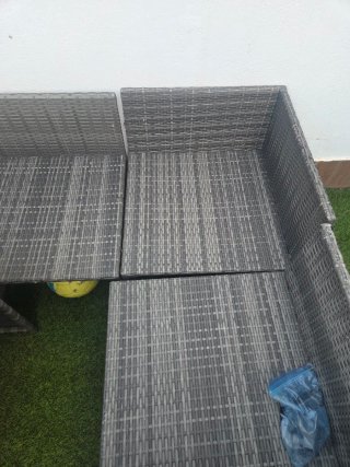 Conjunto de jardín de mimbre gris