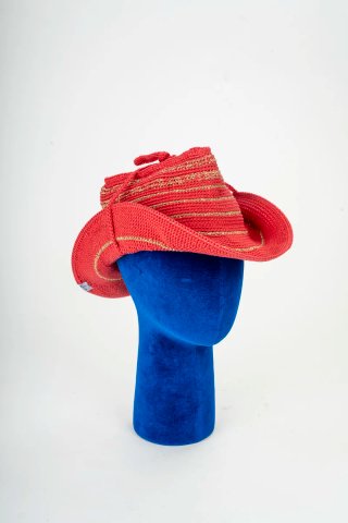 Cappello stile Coachella corallo e oro