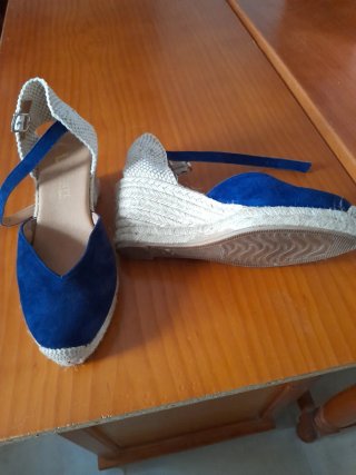 Zapatillas esparto mujer azul y beige