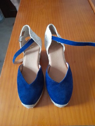 Zapatillas esparto mujer azul y beige