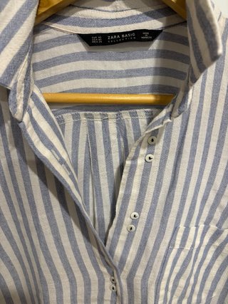 Vestido camisero Zara rayas azul y blanco
