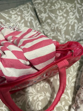 Bolsa de playa transparente rosa