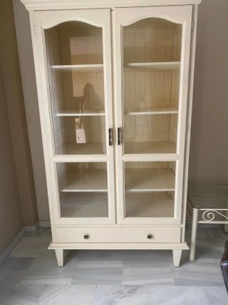 Vitrina Mueble Madera Cristal Beige