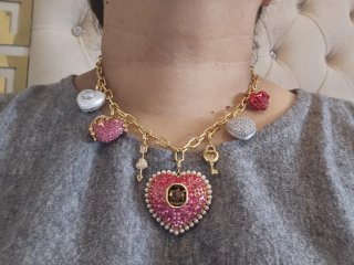 Collar Swarovski Corazón Rojo y Dorado