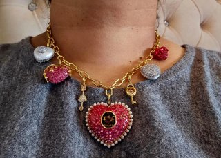 Collar Swarovski Corazón Rojo y Dorado